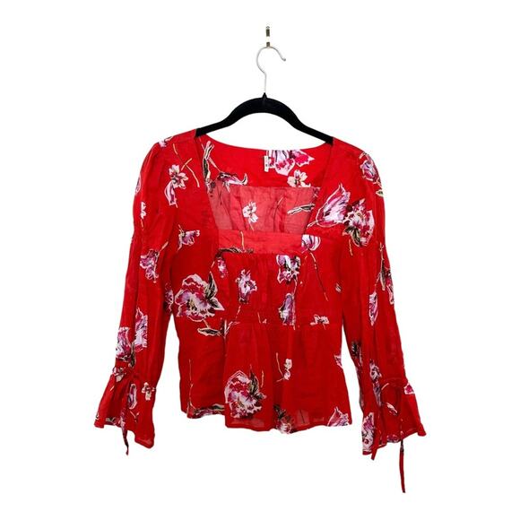Free People Cherish The Light Blouse in Red Size S - Picture 1 of 5